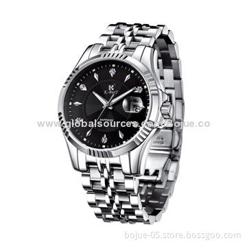 Swiss quartz movement stainless steel case/genuine leather band vogue watch for men